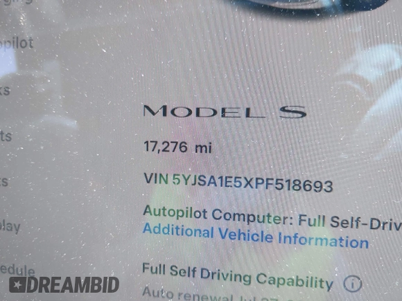 2023 Tesla Model S с VIN 5YJSA1E5XPF518693, выставлен на аукционе IAAI как лот 42768848 с пробегом 17 276 миль миль и . История ставок и продаж доступна на DreamBid. Изображение 7.