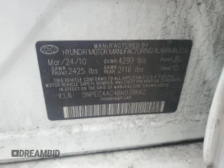2011 Hyundai Sonata Limited with VIN 5NPEC4AC4BH039662, listed as a Copart auction lot 54374195 with 168,720 mi miles and Clean Title. Bid and sale history available at DreamBid. Image 12.