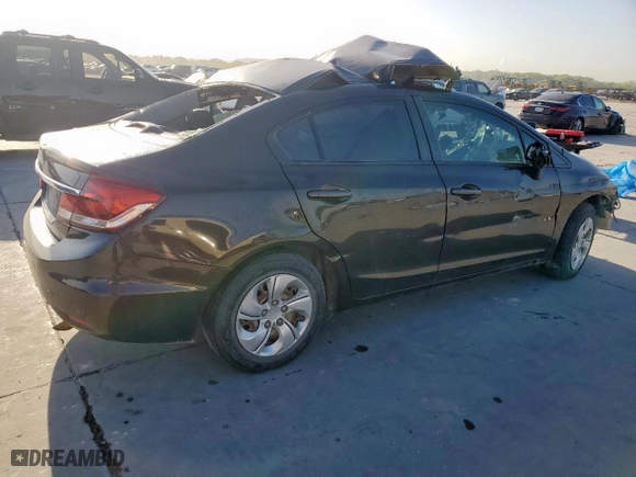 2014 Honda Civic Sedan LX with VIN 2HGFB2F51EH554297, listed as a Copart auction lot 52041955 with 0 mi miles and Clean Title. Bid and sale history available at carsss.com. Image 3.