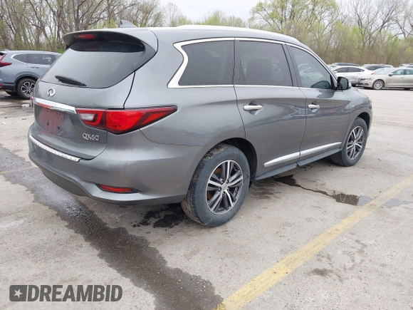 2019 Infiniti QX60 Pure z VIN 5N1DL0MN0KC516547, wystawiony jako IAAI lot #41947705 z przebiegiem 83 454 mil mil oraz . Historia ofert i sprzedaży dostępna na DreamBid. Obrazek 4.