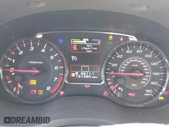 2018 Subaru WRX with VIN JF1VA1A69J9820740, listed as a IAAI auction lot 41749784 with 131,380 mi miles. Bid and sale history available at carsss.com. Image 7.