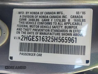 2005 Honda Civic VP with VIN 2HGES16325H565961, listed as a IAAI auction lot 41510330 with 174,275 mi miles and . Bid and sale history available at DreamBid. Image 9.