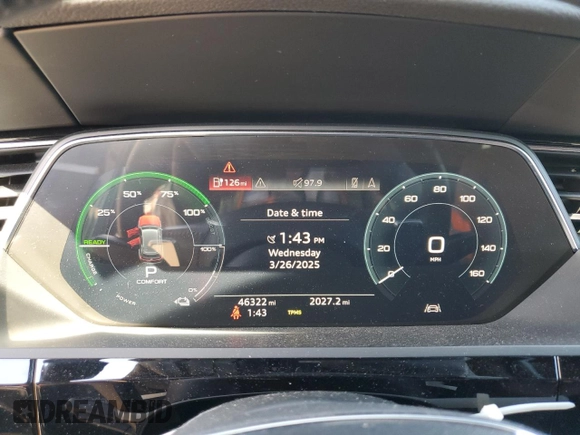 2019 Audi e-tron Premium Plus with VIN WA1LABGE6KB014901, listed as a Copart auction lot 50910225 with 46,322 mi miles and Salvage title. Bid and sale history available at DreamBid. Image 9.