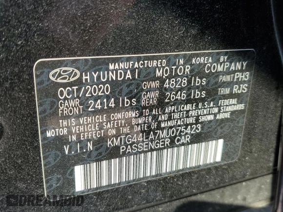 2021 Genesis G70 2.0T with VIN KMTG44LA7MU075423, listed as a Copart auction lot 65992484 with 33,467 mi miles and Salvage title. Bid and sale history available at DreamBid. Image 15.