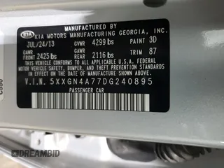 2013 Kia Optima EX with VIN 5XXGN4A77DG240895, listed as a Copart auction lot 54431955 with 28,060 mi miles and Clean title. Bid and sale history available at DreamBid. Image 12.