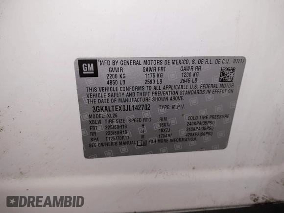2018 GMC Terrain SLE with VIN 3GKALTEX0JL142702, listed as a IAAI auction lot 41683908 with 85,243 mi miles. Bid and sale history available at carsss.com. Image 9.