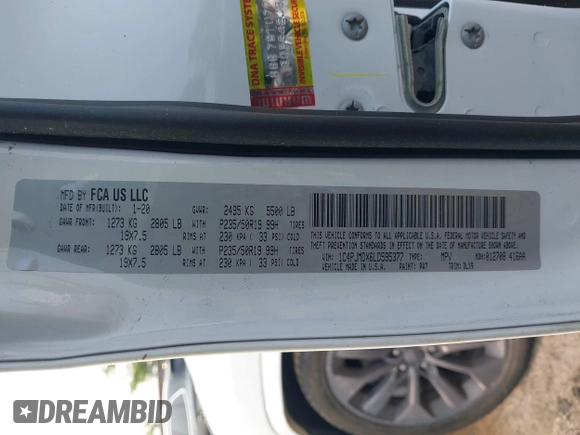 2020 Jeep Cherokee Limited с VIN 1C4PJMDX6LD595377, выставлен на аукционе IAAI как лот 42412738 с пробегом 63 674 миль миль и . История ставок и продаж доступна на DreamBid. Изображение 9.