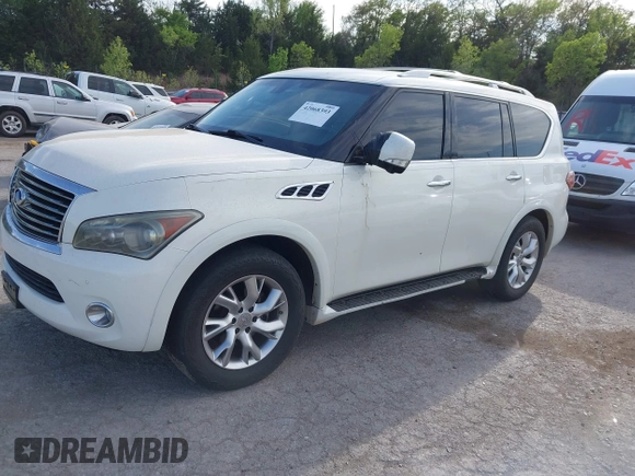 2012 Infiniti QX56 8-passenger with VIN JN8AZ2NC3C9317218, listed as a IAAI auction lot 42068393 with 221,820 mi miles. Bid and sale history available at carsss.com. Image 2.