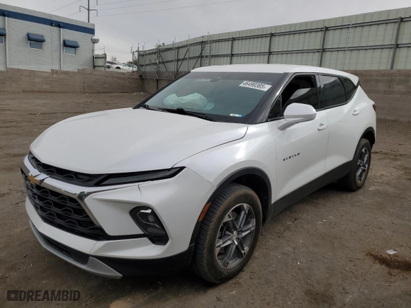 2023 Chevrolet Blazer LT with VIN 3GNKBHR41PS113764, listed as a Copart auction lot 46490385 with 0 mi miles and Salvage Title. Bid and sale history available at carsss.com. Image 1.