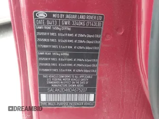 2013 Land Rover LR4 Lux with VIN SALAK2D48DA675207, listed as a IAAI auction lot 42053604 with 110,236 mi miles and . Bid and sale history available at DreamBid. Image 9.