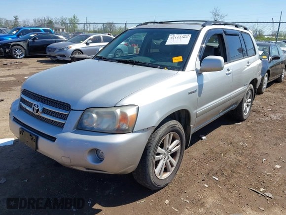 2006 Toyota Highlander Hybrid with VIN JTEEW21A560019431, listed as a IAAI auction lot 42112205 with 240,527 mi miles. Bid and sale history available at carsss.com. Image 2.