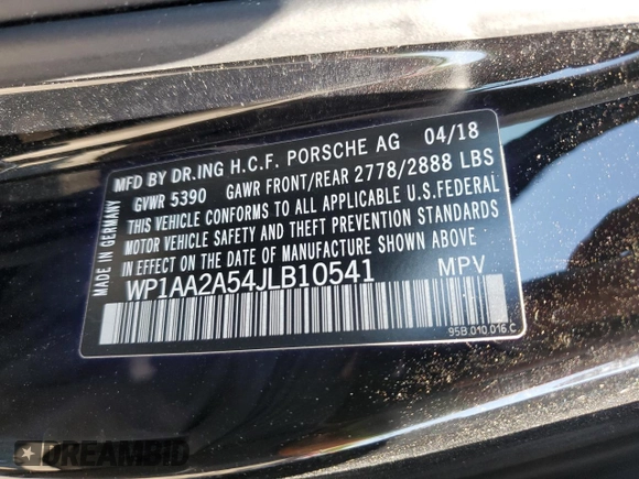 2018 Porsche Macan with VIN WP1AA2A54JLB10541, listed as a Copart auction lot 56201405 with 72,458 mi miles and Salvage title. Bid and sale history available at DreamBid. Image 13.