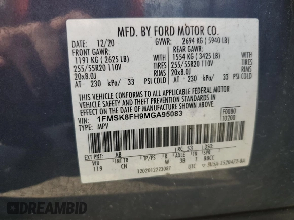 2021 Ford Explorer Limited с VIN 1FMSK8FH9MGA95083, выставлен на аукционе Copart как лот 60002535 с пробегом 109 677 миль миль и Списание • Salvage title. История ставок и продаж доступна на DreamBid. Изображение 13.