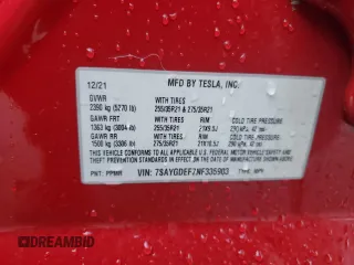 2022 Tesla Model Y Performance с VIN 7SAYGDEF7NF335903, выставлен на аукционе Copart как лот 48883035 с пробегом 73 132 миль миль и Списание • Salvage title. История ставок и продаж доступна на DreamBid. Изображение 15.