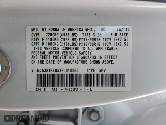 2014 Acura RDX Tech Pkg with VIN 5J8TB4H59EL010385, listed as a Copart auction lot 88286375 with 161,856 mi miles and Salvage Title. Bid and sale history available at carsss.com. Image 14.