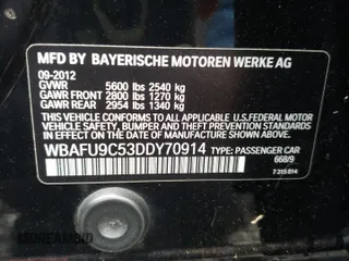 2013 BMW 5 Series 550i xDrive with VIN WBAFU9C53DDY70914, listed as a Copart auction lot 43546435 with 144,165 mi miles and Salvage Title. Bid and sale history available at carsss.com. Image 12.