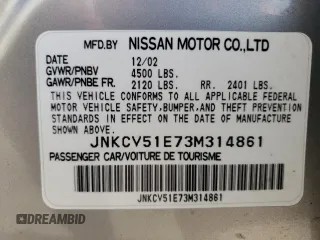 2003 Infiniti G35 w/Leather with VIN JNKCV51E73M314861, listed as a Copart auction lot 74924954 with 70,886 mi miles and Salvage Title. Bid and sale history available at DreamBid. Image 14.