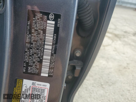 2007 Toyota Camry CE with VIN 4T1BE46K37U612654, listed as a Copart auction lot 50560275 with 142,017 mi miles and Salvage Title. Bid and sale history available at DreamBid. Image 12.