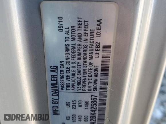 2011 Smart fortwo Pure with VIN WMEEJ3BA2BK425867, listed as a Copart auction lot 83676794 with 105,883 mi miles and Salvage title. Bid and sale history available at DreamBid. Image 12.