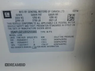 2014 Chevrolet Equinox LT with VIN 2GNFLGE32E6255980, listed as a Copart auction lot 83635004 with 0 mi miles and Clean Title. Bid and sale history available at carsss.com. Image 13.