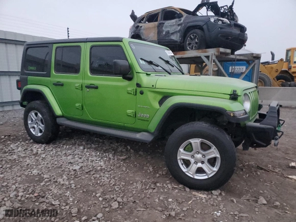 2019 Jeep Wrangler Unlimited Sahara with VIN 1C4HJXEN4KW594458, listed as a Copart auction lot 82696154 with 75,656 mi miles and Salvage Title. Bid and sale history available at carsss.com. Image 4.