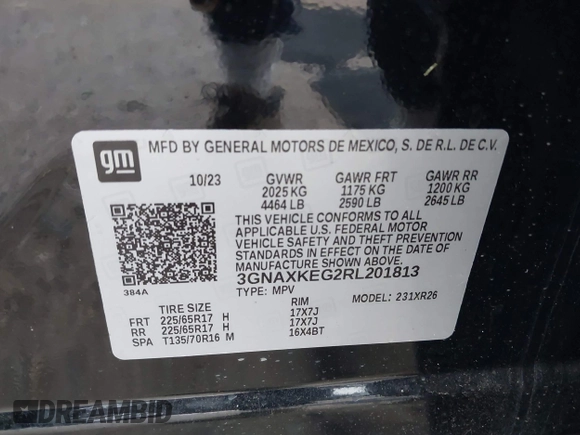 2024 Chevrolet Equinox LT with VIN 3GNAXKEG2RL201813, listed as a IAAI auction lot 42262402 with 21,804 mi miles and . Bid and sale history available at DreamBid. Image 9.