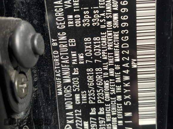2013 Kia Sorento SX with VIN 5XYKW4A22DG396964, listed as a Copart auction lot 47879895 with 101,565 mi miles and Salvage Title. Bid and sale history available at carsss.com. Image 12.