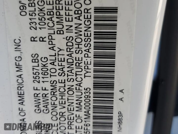 2021 Acura TLX w/Advance Package with VIN 19UUB5F61MA000935, listed as a Copart auction lot 44229255 with 62,922 mi miles and Salvage Title. Bid and sale history available at carsss.com. Image 12.