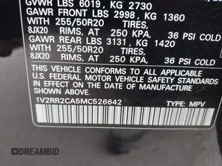 2021 Volkswagen Atlas SE with VIN 1V2RR2CA5MC526642, listed as a IAAI auction lot 42180217 with 40,031 mi miles and . Bid and sale history available at DreamBid. Image 9.