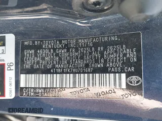 2017 Toyota Camry XLE with VIN 4T1BF1FK7HU701687, listed as a IAAI auction lot 42281837 with 194,616 mi miles and . Bid and sale history available at DreamBid. Image 9.