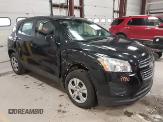 2015 Chevrolet Trax LS with VIN KL7CJKSBXFB126980, listed as a IAAI auction lot 41859980 with 62,483 mi miles. Bid and sale history available at carsss.com. Image 1.