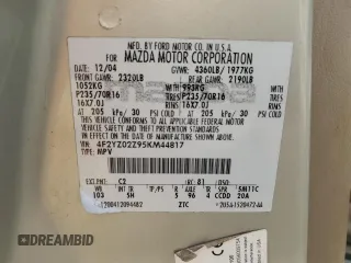 2005 Mazda Tribute i with VIN 4F2YZ02Z95KM44817, listed as a Copart auction lot 85033344 with 258,976 mi miles and Salvage Title. Bid and sale history available at carsss.com. Image 15.