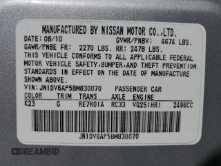 2011 Infiniti G25 Journey with VIN JN1DV6AP5BM830070, listed as a Copart auction lot 71810004 with 145,814 mi miles and Salvage Title. Bid and sale history available at DreamBid. Image 15.