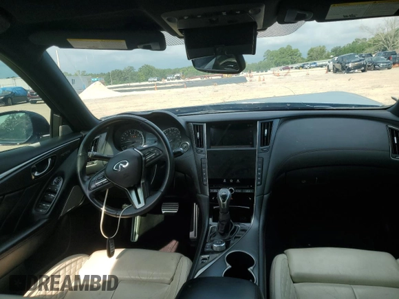 2021 Infiniti Q50 Red Sport 400 with VIN JN1FV7DPXMM850473, listed as a Copart auction lot 67663204 with 63,692 mi miles and Salvage Title. Bid and sale history available at DreamBid. Image 8.