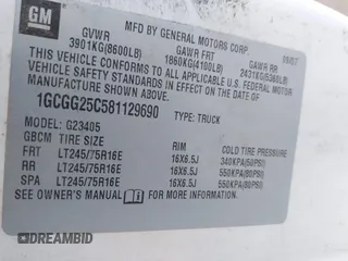 2008 Chevrolet Express Cargo Van with VIN 1GCGG25C581129690, listed as a IAAI auction lot 41541035 with 328,651 mi miles. Bid and sale history available at carsss.com. Image 9.