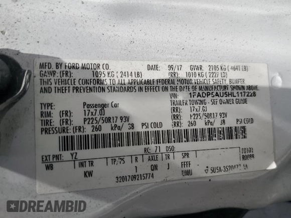 2017 Ford C-Max SE z VIN 1FADP5AU5HL117228, wystawiony jako Copart lot #56757025 z przebiegiem 330 453 mil mil oraz Szkoda całkowita • Salvage title. Historia ofert i sprzedaży dostępna na DreamBid. Obrazek 13.