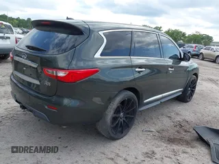 2013 Infiniti JX35 with VIN 5N1AL0MN8DC301195, listed as a IAAI auction lot 41886277 with 189,743 mi miles and . Bid and sale history available at DreamBid. Image 4.