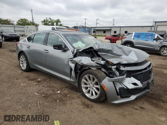 2023 Cadillac CT5 Luxury with VIN 1G6DX5RK0P0123857, listed as a Copart auction lot 56399025 with 45,565 mi miles and Salvage title. Bid and sale history available at DreamBid. Image 4.