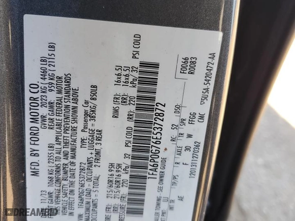2014 Ford Fusion S with VIN 1FA6P0G76E5372872, listed as a Copart auction lot 47930435 with 0 mi miles and Non Repairable. Bid and sale history available at carsss.com. Image 12.