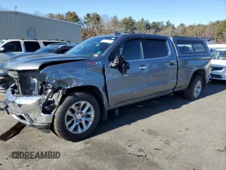 2021 Chevrolet Silverado 1500 LTZ with VIN 1GCUYGEDXMZ200545, listed as a Copart auction lot 43721165 with 58,623 mi miles and Salvage Title. Bid and sale history available at DreamBid. Image 1.