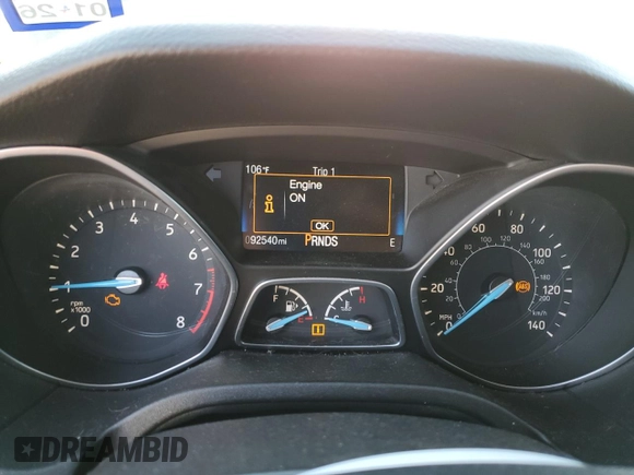 2015 Ford Focus SE with VIN 1FADP3K27FL314500, listed as a Copart auction lot 52727255 with 92,540 mi miles and Clean Title. Bid and sale history available at carsss.com. Image 9.