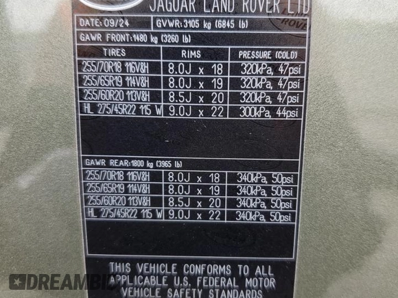 2025 Land Rover Defender S z VIN SALEJ7EX3S2380226, wystawiony jako Copart lot #53736705 z przebiegiem 1 800 mil mil oraz Szkoda całkowita • Salvage title. Historia ofert i sprzedaży dostępna na DreamBid. Obrazek 13.