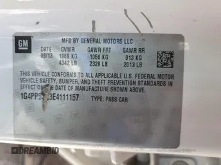 2014 Buick Verano with VIN 1G4PP5SK3E4111157, listed as a Copart auction lot 54974245 with 209,159 mi miles and Non Repairable. Bid and sale history available at DreamBid. Image 12.