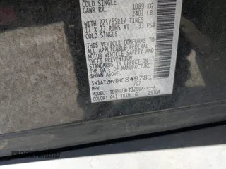 2017 Nissan Rogue SL with VIN 5N1AT2MV8HC849781, listed as a IAAI auction lot 41810225 with 75,066 mi miles. Bid and sale history available at carsss.com. Image 9.