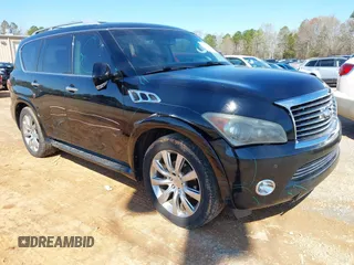 2011 Infiniti QX56 7-passenger with VIN JN8AZ2NF3B9503608, listed as a IAAI auction lot 41875603 with 215,051 mi miles. Bid and sale history available at carsss.com. Image 1.