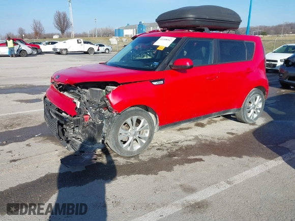 2015 Kia Soul + with VIN KNDJP3A57F7765296, listed as a IAAI auction lot 41108547 with 72,771 mi miles. Bid and sale history available at carsss.com. Image 2.