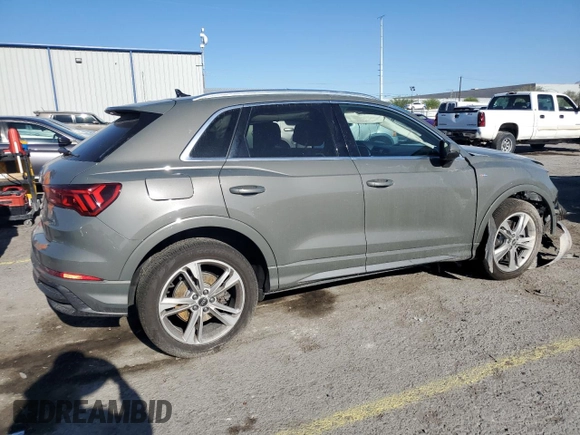 2021 Audi Q3 S line Premium Plus with VIN WA1EECF35M1153722, listed as a Copart auction lot 56537615 with 42,396 mi miles and Salvage title. Bid and sale history available at DreamBid. Image 3.