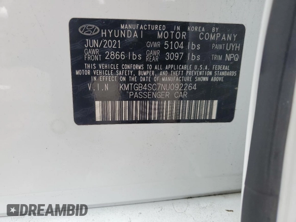 2022 Genesis G80 2.5T with VIN KMTGB4SC7NU092264, listed as a Copart auction lot 55148475 with 72,342 mi miles and Salvage title. Bid and sale history available at DreamBid. Image 12.
