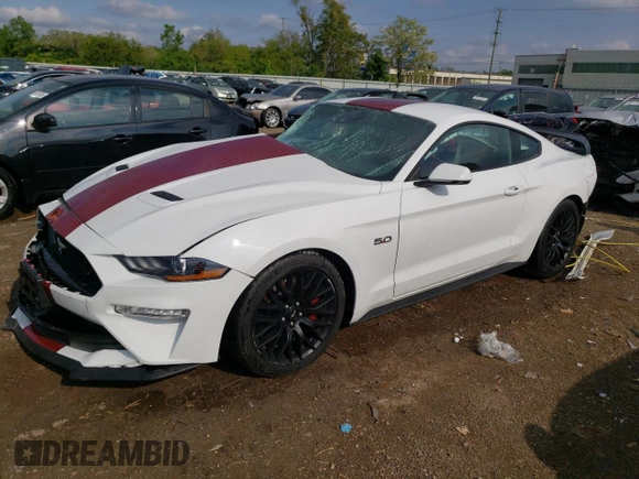 2019 Ford Mustang GT with VIN 1FA6P8CF4K5132002, listed as a Copart auction lot 58768795 with 9,615 mi miles and Salvage title. Bid and sale history available at DreamBid. Image 1.