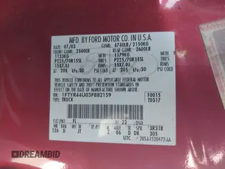 2003 Ford Ranger XL Fleet с VIN 1FTYR44U03PB82159, выставлен на аукционе IAAI как лот 42297896 с пробегом 158 477 миль миль и . История ставок и продаж доступна на DreamBid. Изображение 9.